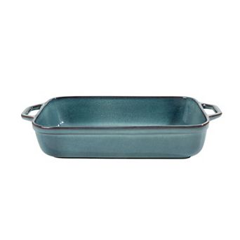 Gibson Elite Rectangular Blue Stoneware Baking Dish with Handles