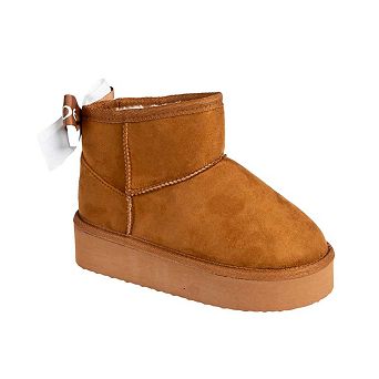 bebe Girl's Slanted Winter Boots with Back Bow