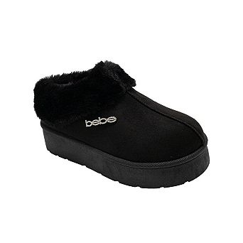 bebe Women's Platform Boots with Faux Fur Trim and Slip-On Design