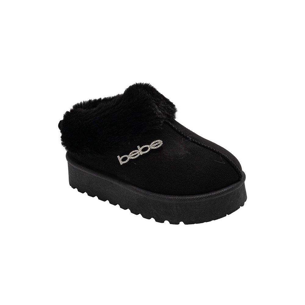 bebe Girl's Platform Winter Boots with Faux Fur Trim and Slip-On Design