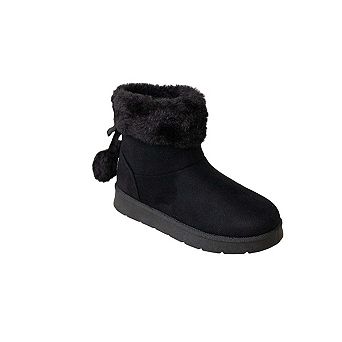 Bebe Girls Cozy Boot with Bow and Pom Details