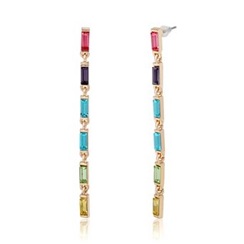 BCBGeneration Multicolored Gemstone Drop Earrings for Women, Gold-Tone Long