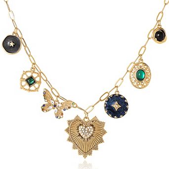 BCBGeneration Butterfly and Heart Charm Necklace for Women 17"+3"