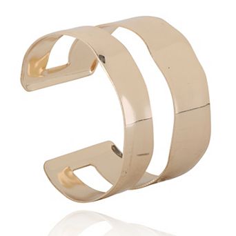 BCBGeneration Gold-Tone Wide Cuff Bracelet for Women, Sculpted (One Size)