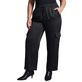 Avenue Women's Plus Size Cece Satin Cargo Pant