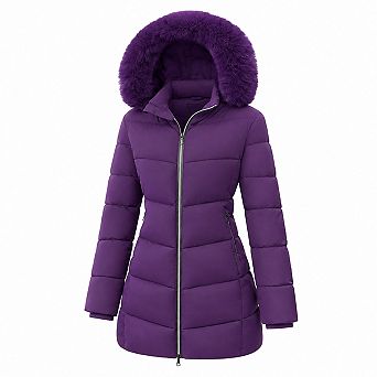 Women's Warm Winter Puffer Jacket Removable Hood Windproof Lightweight Down Coat