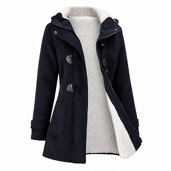Womens Fleece Lined Hooded Winter Warm Coat With Pockets