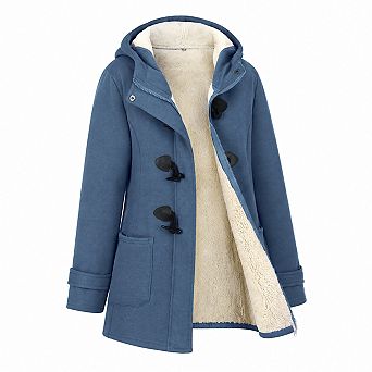 Women Winter Sherpa Lined Hooded Fleece Jacket Toggle Coat With Pockets