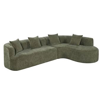 Merax 116.5" Boneless Curved Cloud Couch, Oversized L-Shaped Sofa with High-Resilience&Memory Foam