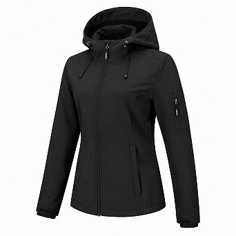 Women's Waterproof Fleece Lined Softshell Jacket Hooded Windbreaker For Hiking Camping Travel