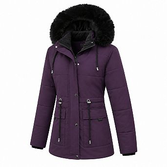 Women's Warm Winter Puffer Coat Fleece Lined Thicken Down Jacket