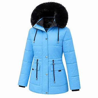 Women's Warm Winter Puffer Coat Fleece Lined Down Jacket With Pockets