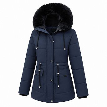 Women's Warm Winter Puffer Coat Fleece Lined Down Jacket with Pockets