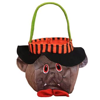 MyKids-USA® Halloween Witch Pumpkin Tote Candy Bag with Decorative Props