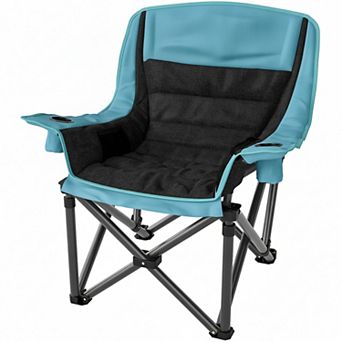 Portable Folding Camping Chair with Cup Holders Side Pockets and Carry Bag