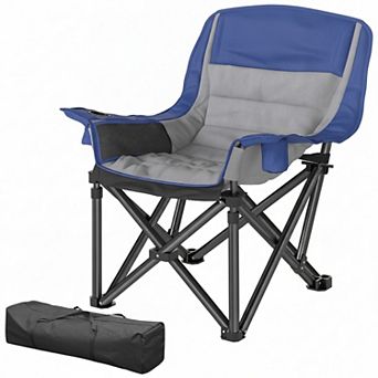 Padded Folding Camping Chair with Cup Holders Side Pockets and Carry Bag for Outdoors