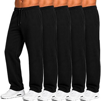 Blu Rock Men's Tech Fleece Performance Sweatpants with Open Bottom, 5-Pack