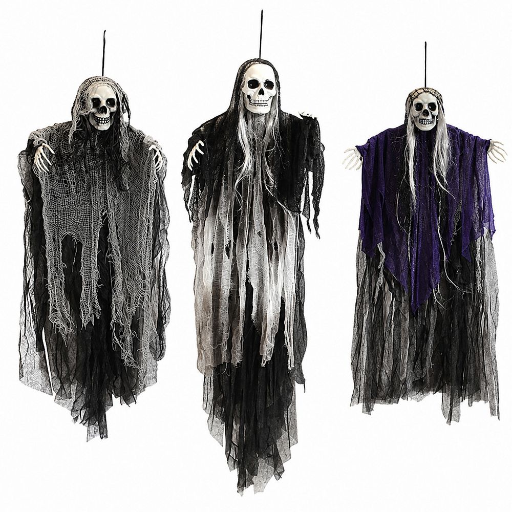 Set of 3 Hanging Grim Reapers Halloween Outdoor Decorations