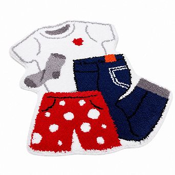 Whimsical Laundry Design Soft Plush Absorbent Non Slip Bathroom Rug