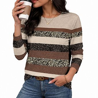 Women Long Sleeve Stretch Tops Casual Versatile Layering Fall Fashion
