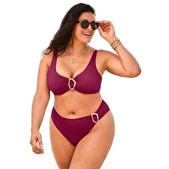 Swimsuits for All Women's Ring Front Underwire Bikini Top