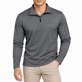 Men's Quarter-Zip Pullover Long Sleeve Causal Polo Shirt