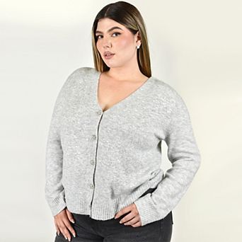 Roman Fashion Sequin Cardigan with Buttons in Plus Sizes