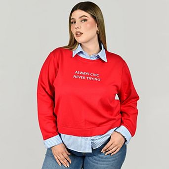 Sweatshirt combined with Roman Fashion embroidery in Plus Sizes