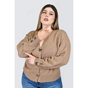 Roman Fashion button-down cardigan sweater in Plus Sizes