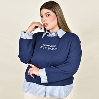 Sweatshirt combined with Roman Fashion embroidery in Plus Sizes