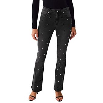 Ellos Plus Size Mid-Rise Stretch Embellished Bootcut Jeans