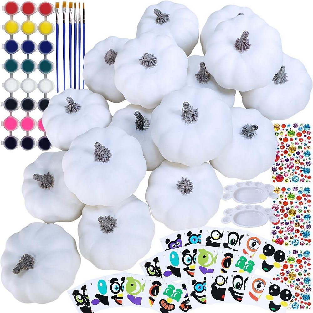 Fieldview 16 Sets DIY Pumpkin Painting Kit with 3 Inch White Foam ...