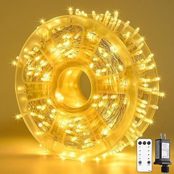 Fieldview 400 LED Christmas String Lights 132 ft Warm White Plug In with Remote for Indoor Outdoor