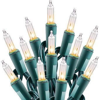 Fieldview 100 Count Clear Christmas String Lights 20 Ft Incandescent Mini Bulbs Green Wire