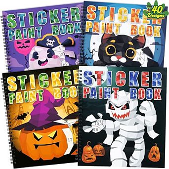 Fieldview 4 Pack Halloween Sticker Books for Kids Ages 4-8 with 40 Sheets and 40 Pictures