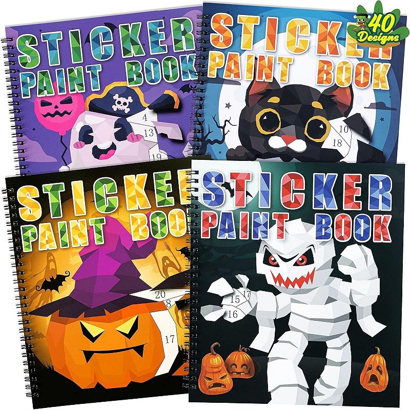 Fieldview 4 Pack Halloween Sticker Books for Kids Ages 4-8 with 40 ...