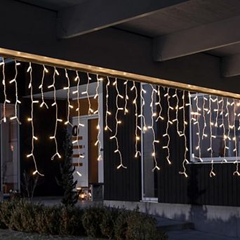 Fieldview 150 Count Icicle Lights Outdoor White Wire 10 Feet Warm White Incandescent for Christmas