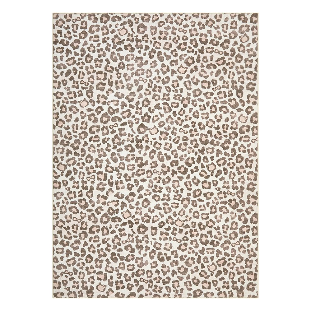 Leopard Print Machine Washable Rug with Rubber Backing Soft Non-Slip ...