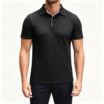 Men Collared Color Block Basic Business Short Sleeve Polo Shirt