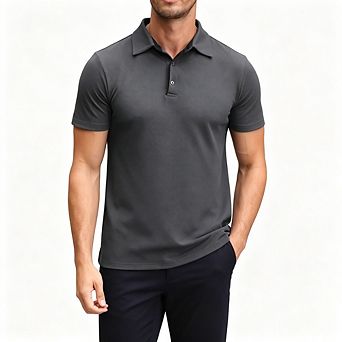 Men Collared Color Block Basic Business Short Sleeve Polo Shirt