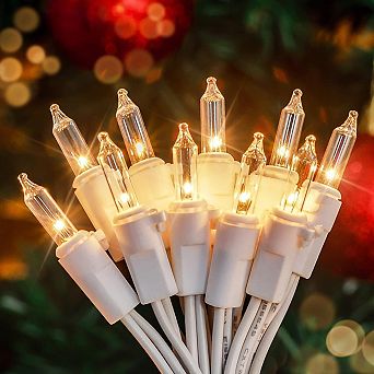 Fieldview 2 Pack 50 Count Warm White Christmas Mini Lights with White Wire 13 Ft Incandescent