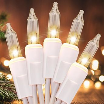 Fieldview 2 Pack 100 Count Clear Mini Christmas String Lights White Wire Connectable Indoor Outdoor