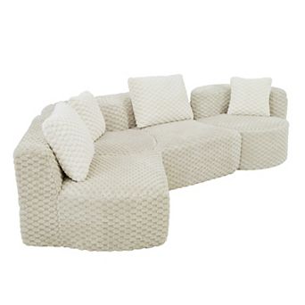 Merax Modular Sectional Sofa 137.8" Boneless Sofa Couch Soft Plush Upholstered Couch