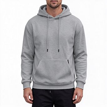 Men Hooded Drawstring Big Pocket Long Sleeve Casual Sweatshirt