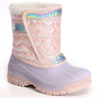 HOMEHOT Girls Snow Boots Waterproof Warm Fur Lined Winter Shoes
