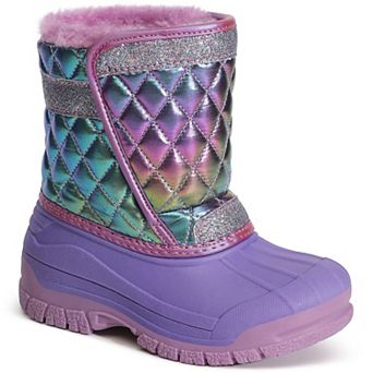 HOMEHOT Girls Snow Boots Waterproof Warm Fur Lined Winter Shoes