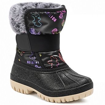 HOMEHOT Girls Snow Boots Warm Winter Shoes for Little Big Kids
