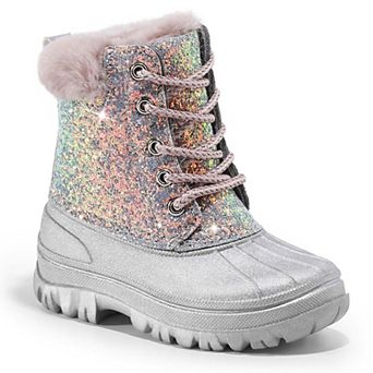 HOMEHOT Girls Snow Boots Water Resistant Warm Lining Winter Shoes