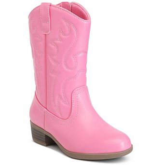 HOMEHOT Girls Western Boots Mid Calf Cowgirl Boots with Zipper