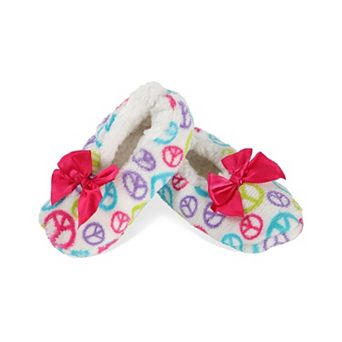 Kids' Peace Out Sherpa-Lined Nonskid Slippers